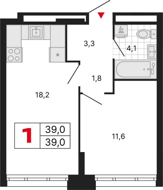 2 ккв (Евро) 39 м²