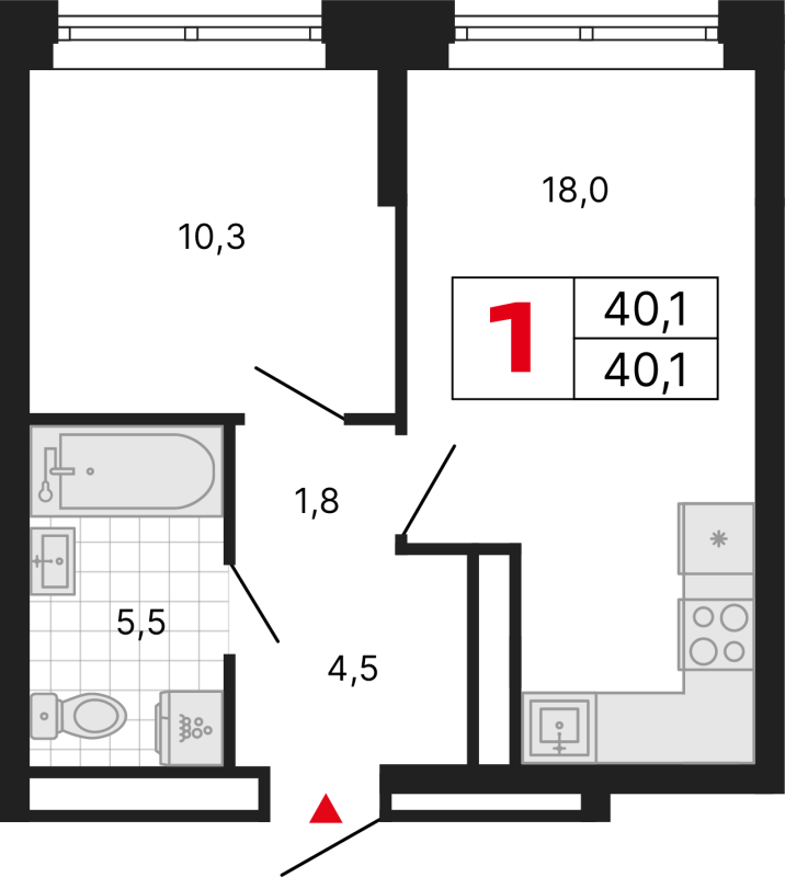 2 ккв (Евро) 40,1 м²