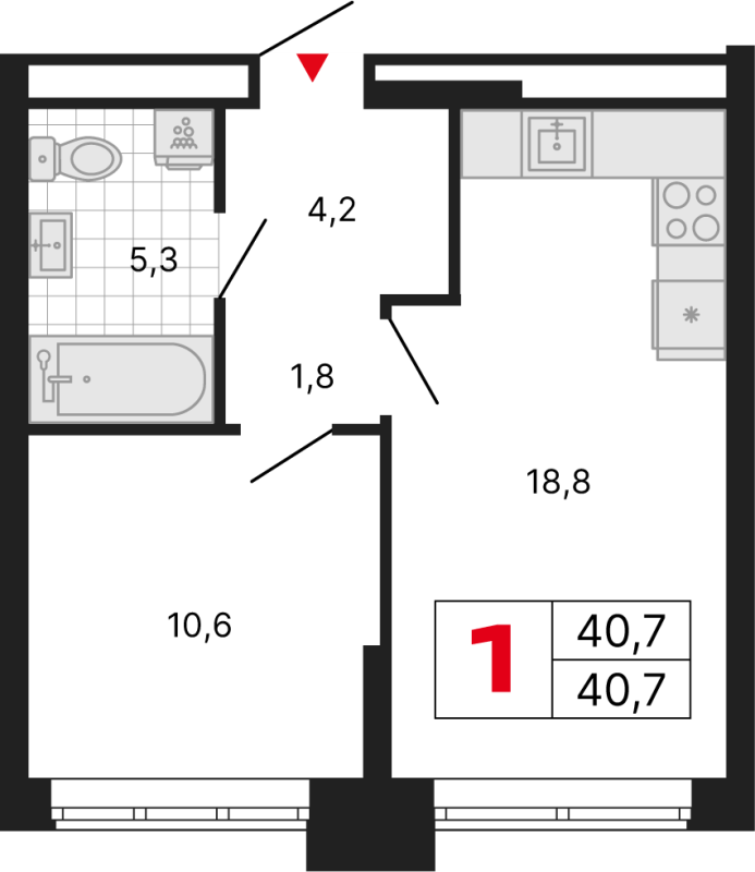 2 ккв (Евро) 40,7 м²