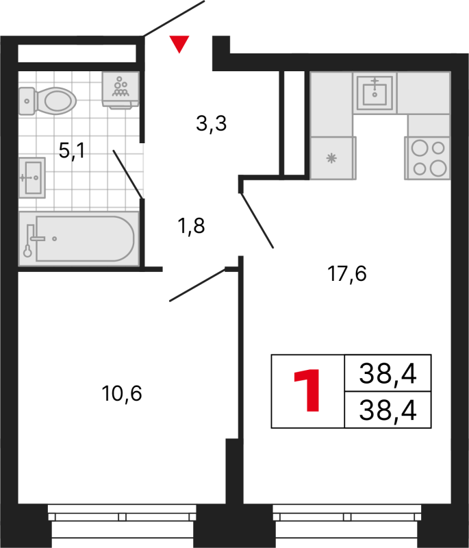 2 ккв (Евро) 38,4 м²