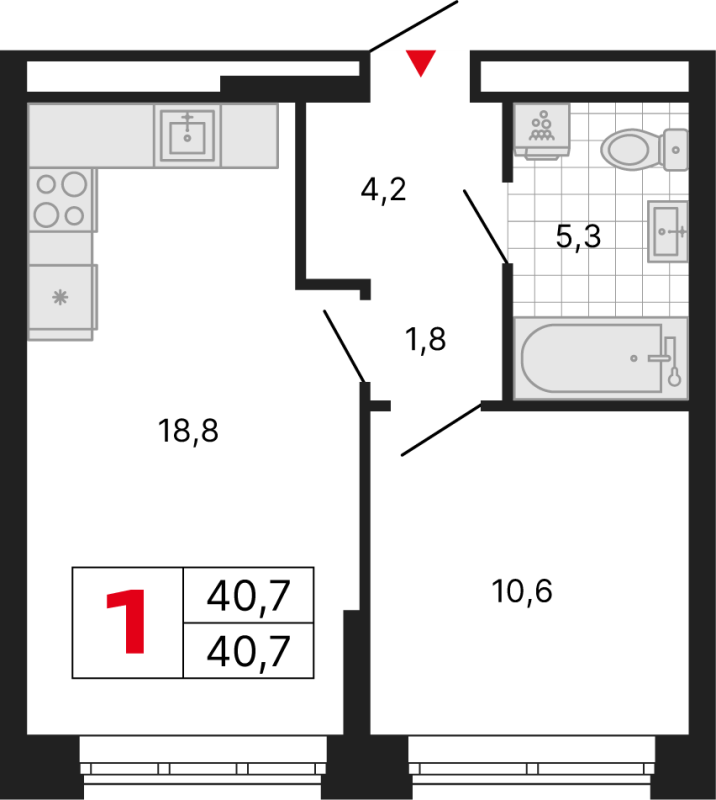 2 ккв (Евро) 40,7 м²