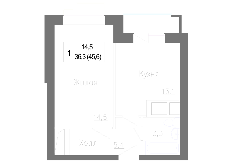 1 ккв 46,3 м²