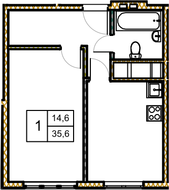 1 ккв 35,6 м²