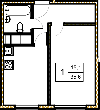 1 ккв 35,8 м²
