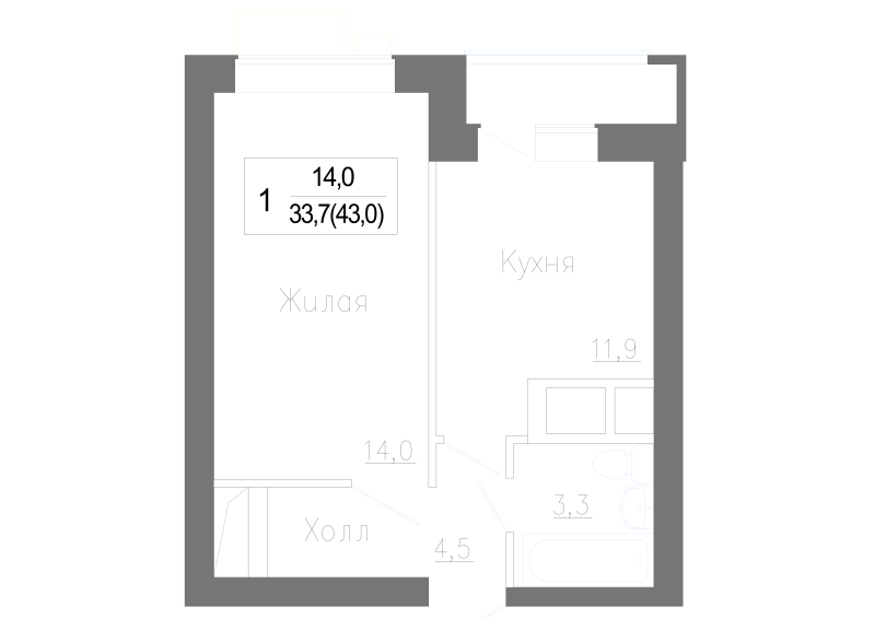 1 ккв 44,1 м²