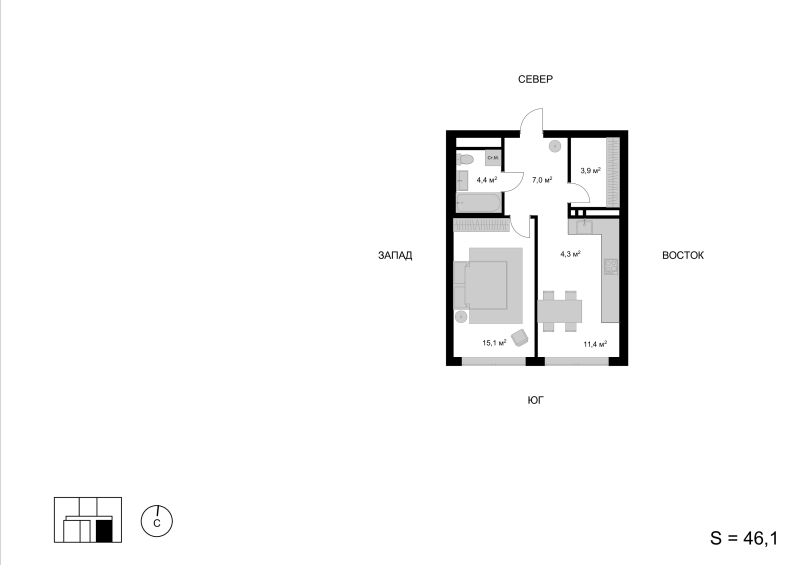 2 ккв (Евро) 47,5 м²