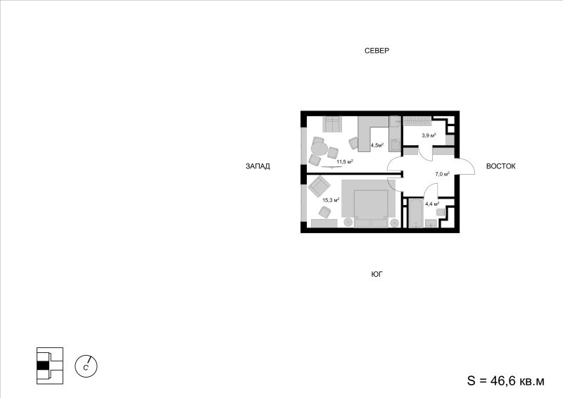 2 ккв (Евро) 47,3 м²