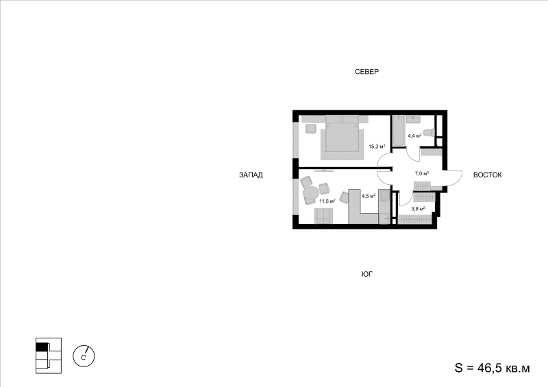 2 ккв (Евро) 47,3 м²