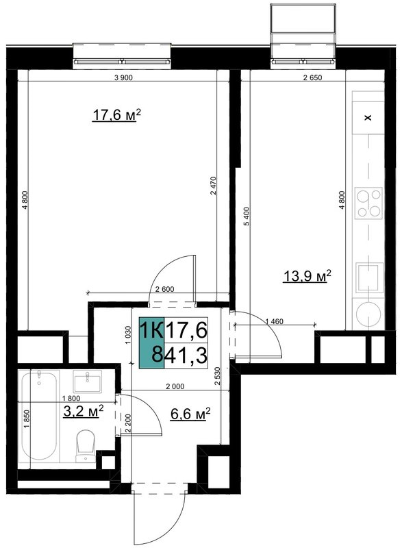1 ккв 41,3 м²