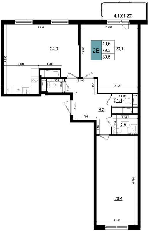 3 ккв (Евро) 80,5 м²