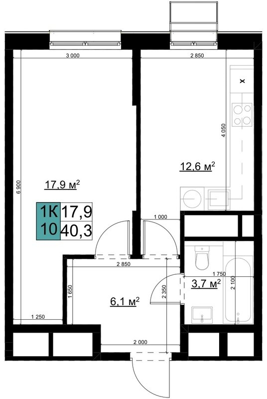 1 ккв 40,3 м²