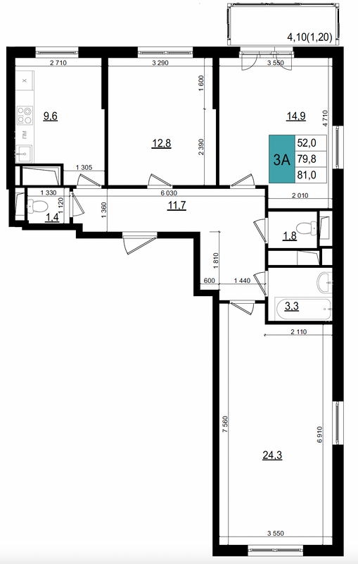 3 ккв 81 м²