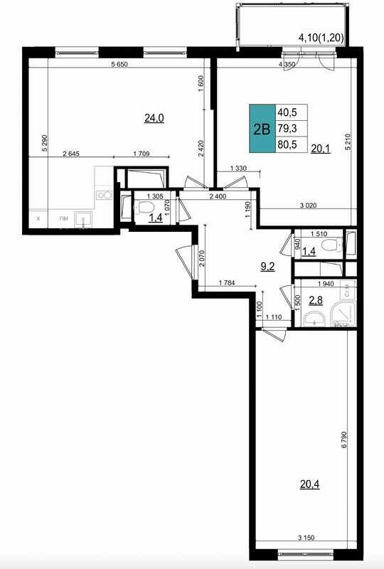 3 ккв (Евро) 80,5 м²