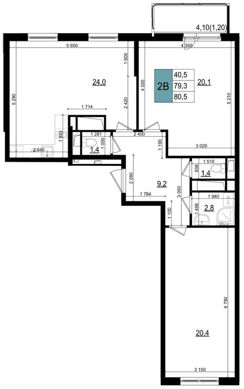 3 ккв (Евро) 80,5 м²