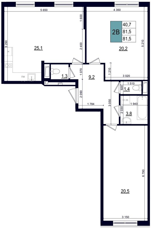 3 ккв (Евро) 81,5 м²