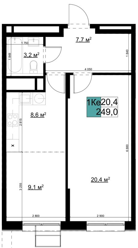 2 ккв (Евро) 49 м²