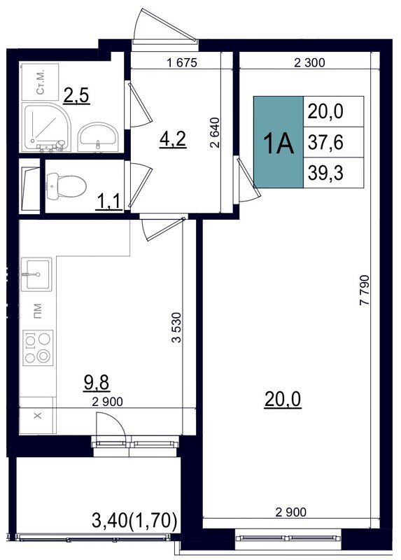 1 ккв 39,3 м²