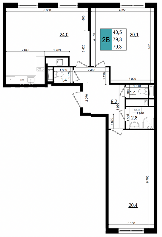 3 ккв (Евро) 79,3 м²