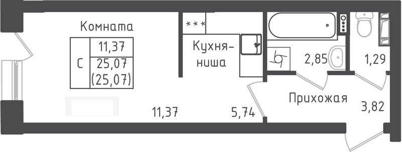 Студия 25,8 м²