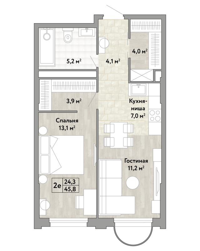 2 ккв (Евро) 48,5 м²