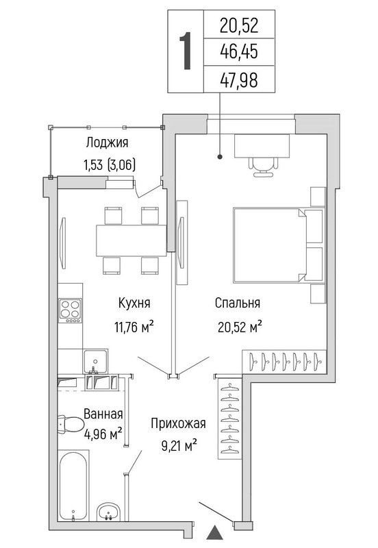 1 ккв 48 м²