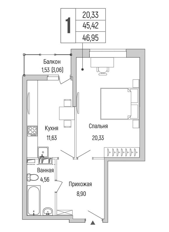 1 ккв 47 м²