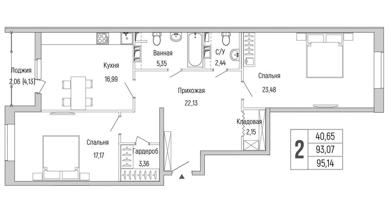 3 ккв (Евро) 95,1 м²
