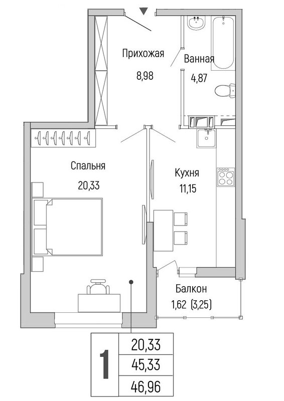 1 ккв 47 м²