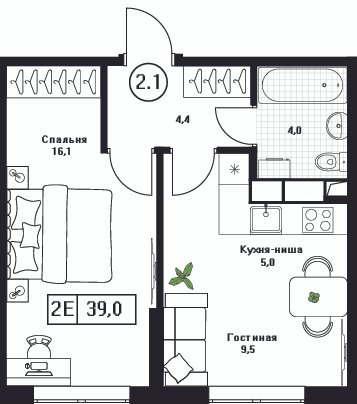 1 ккв 39 м²