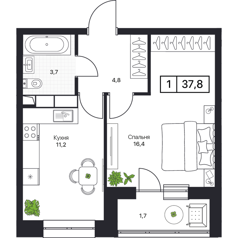 1 ккв 37,9 м²
