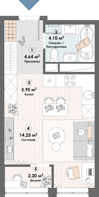 Студия 31,1 м²