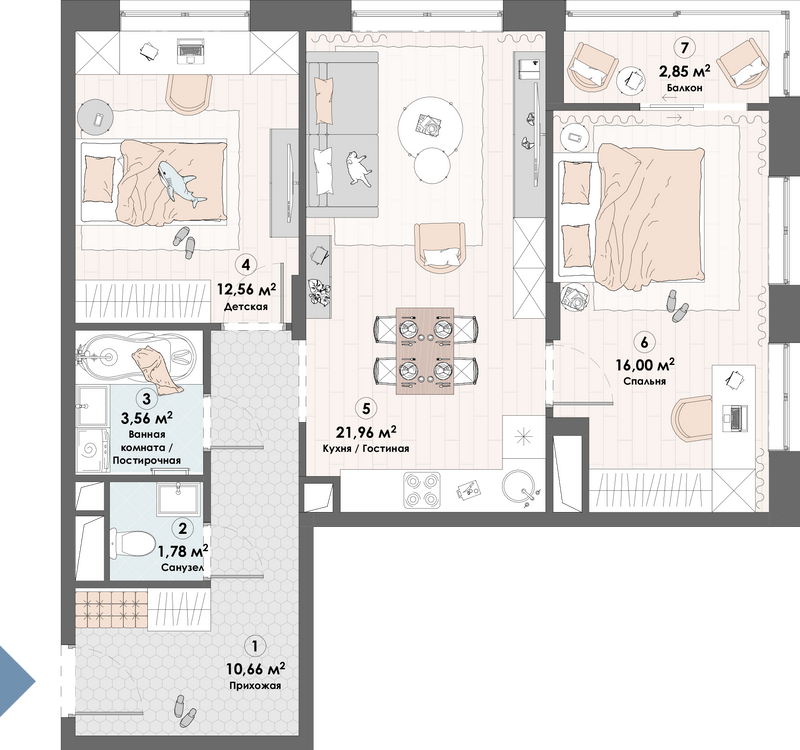 3 ккв (Евро) 69,4 м²