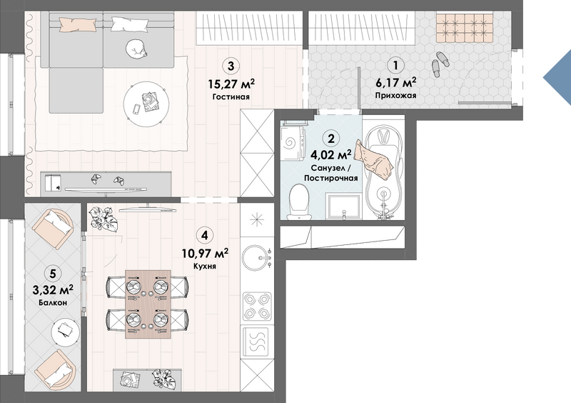 1 ккв 39,8 м²