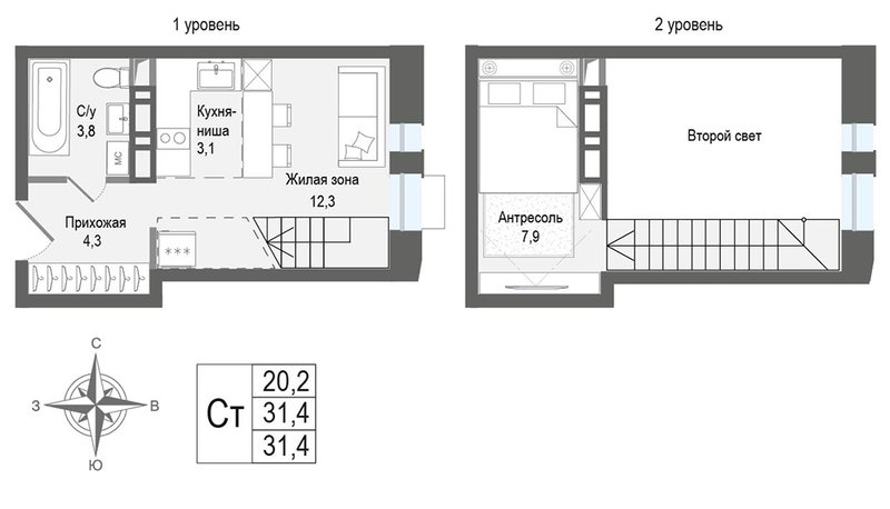 Студия 31,4 м²