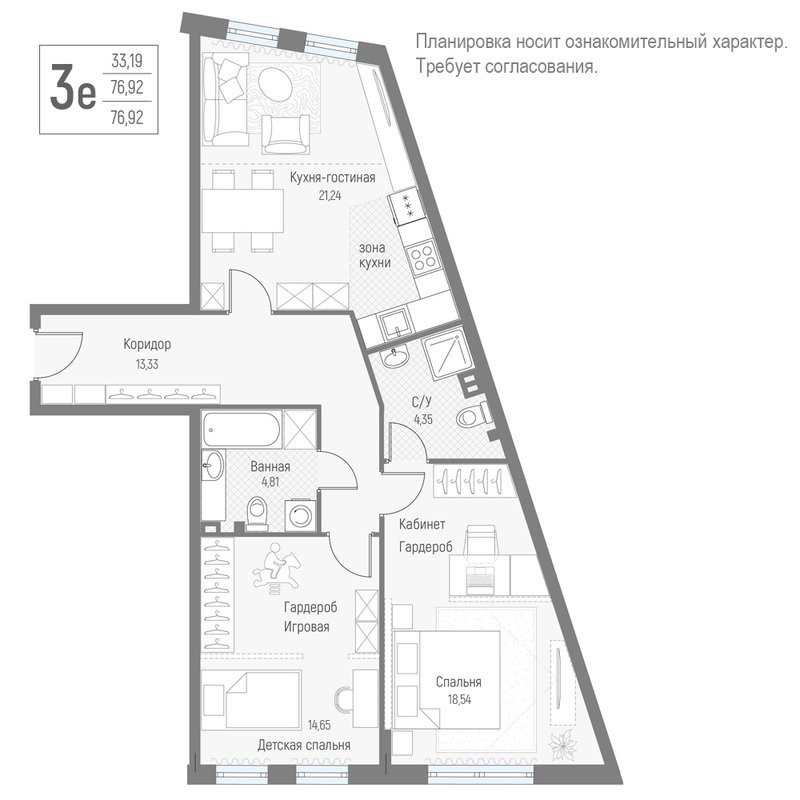 3 ккв (Евро) 77 м²