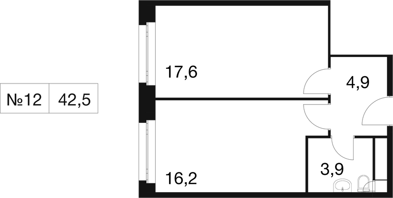 2 ккв (Евро) 42,2 м²