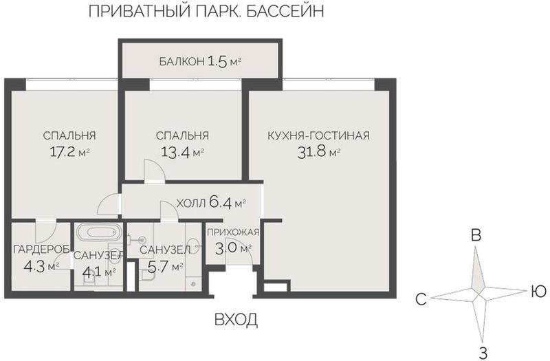 3 ккв (Евро) 85,9 м²