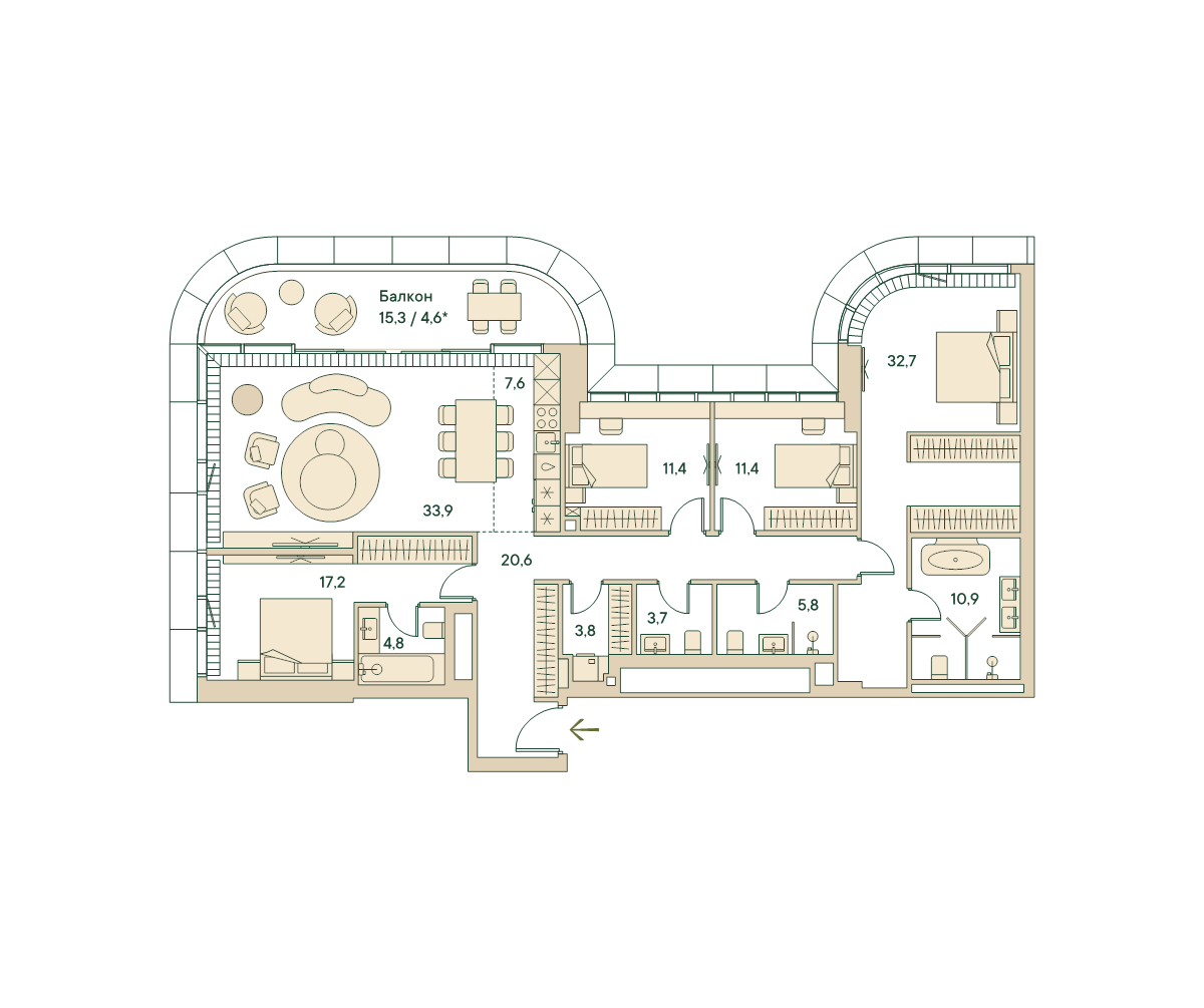5 ккв (Евро) 182,6 м²