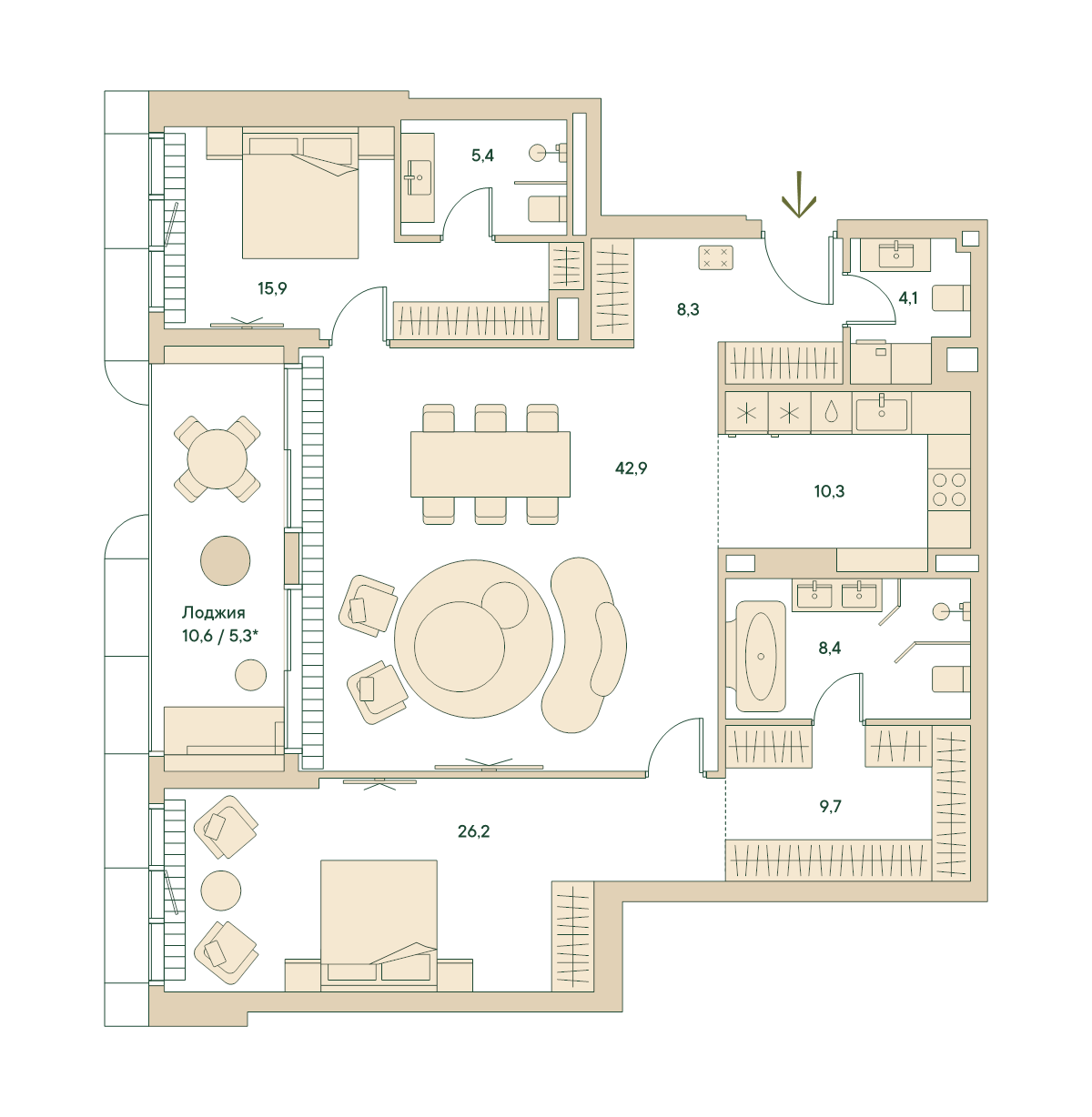 3 ккв (Евро) 148,5 м²