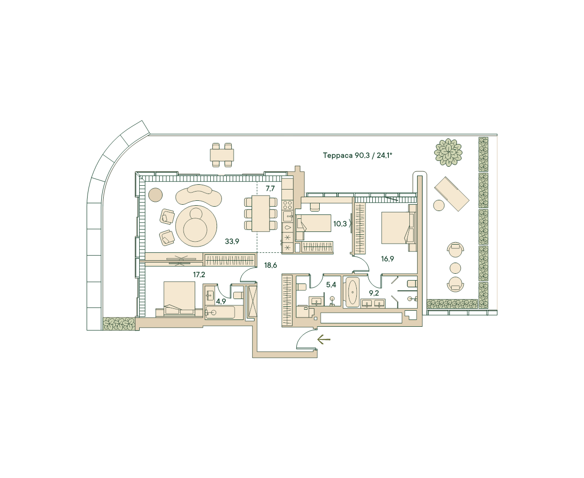 4 ккв (Евро) 231,8 м²
