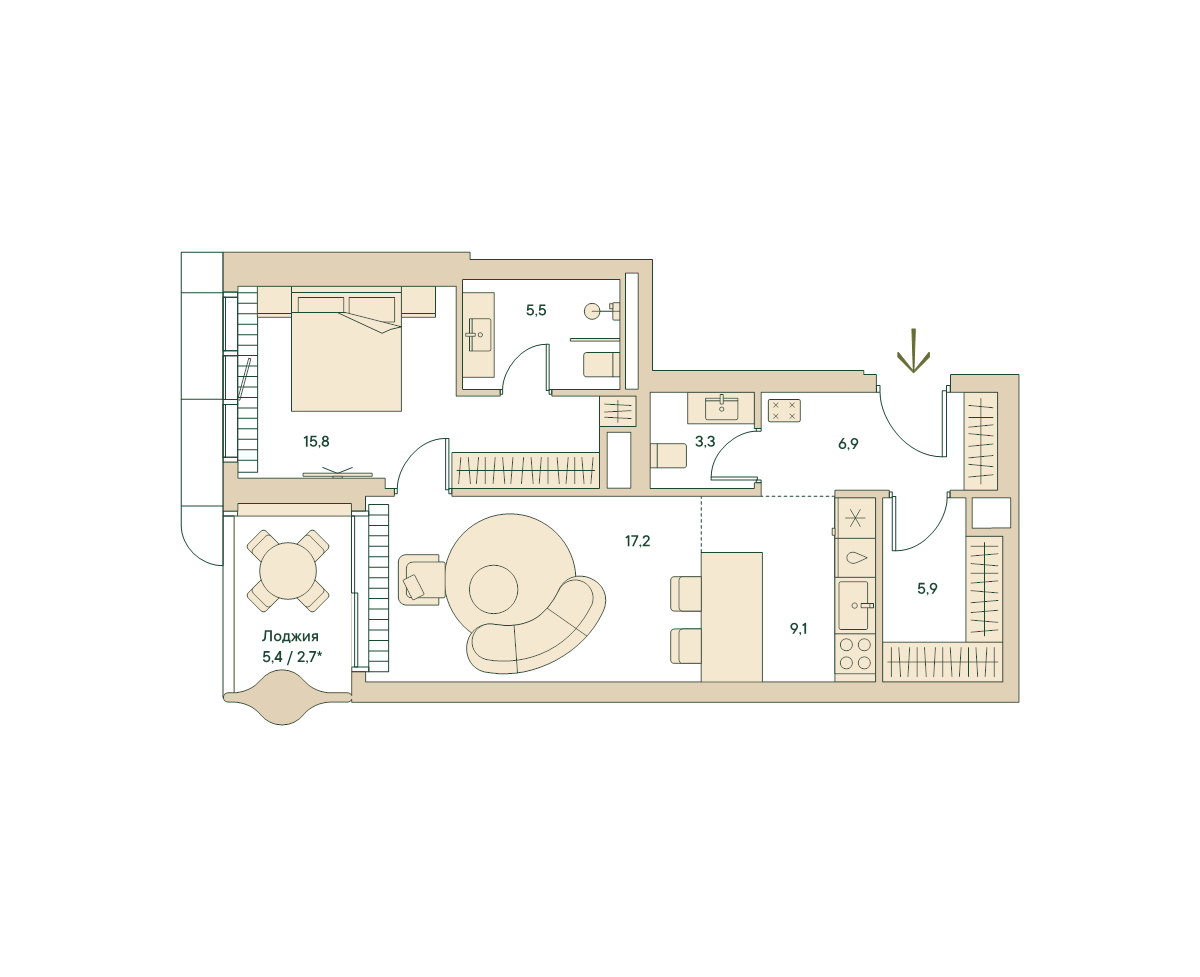 2 ккв (Евро) 70,6 м²