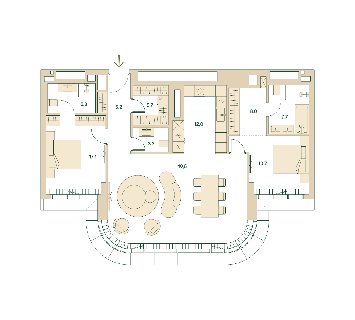 3 ккв (Евро) 130,3 м²