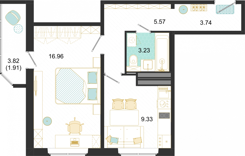 1 ккв 40,7 м²
