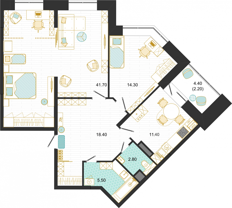2 ккв 96,3 м²