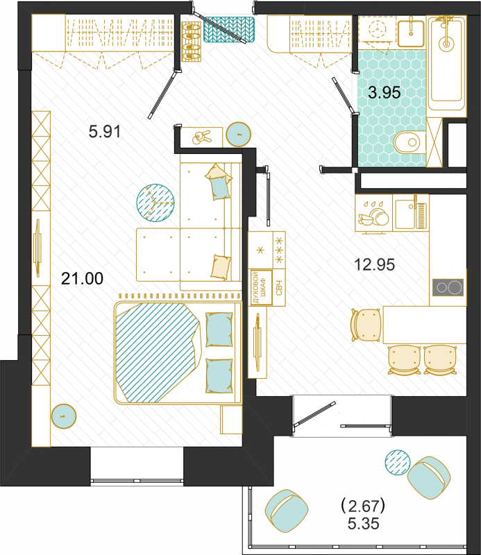 1 ккв 46,5 м²