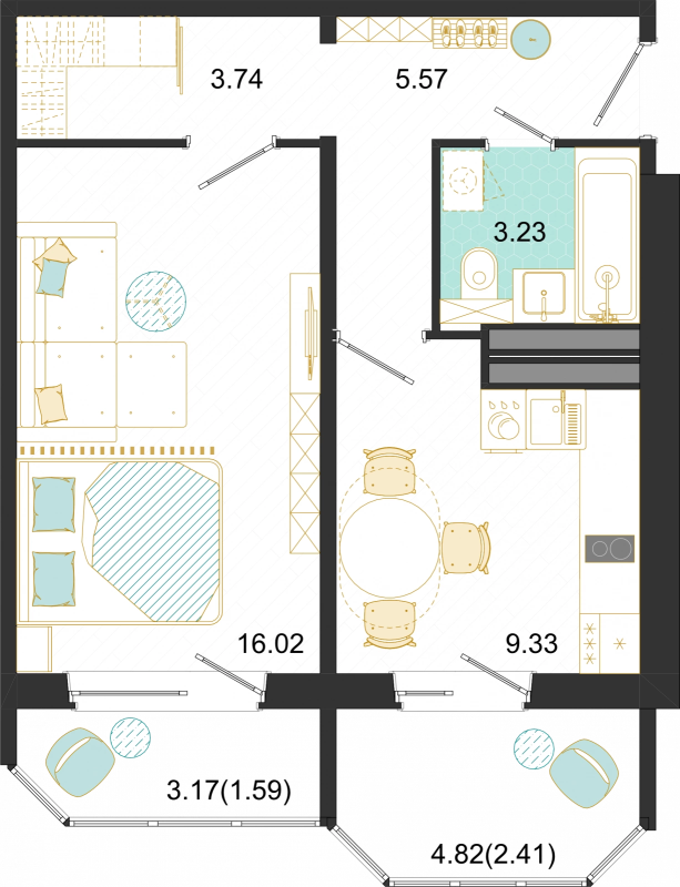 1 ккв 41,9 м²