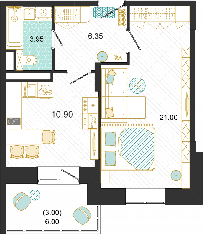 1 ккв 45,2 м²