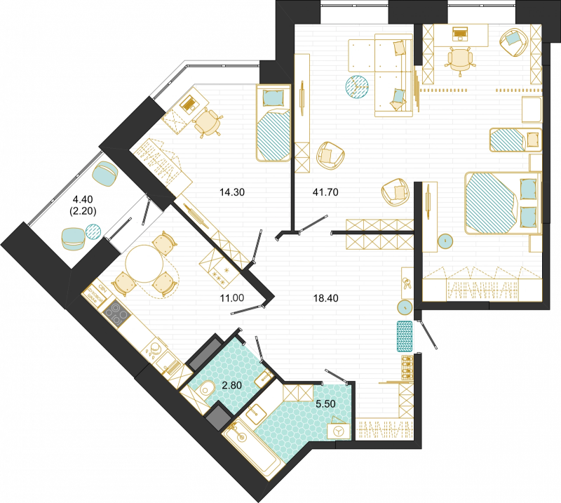 2 ккв 95,9 м²