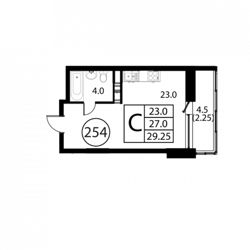 Студия 29,3 м²