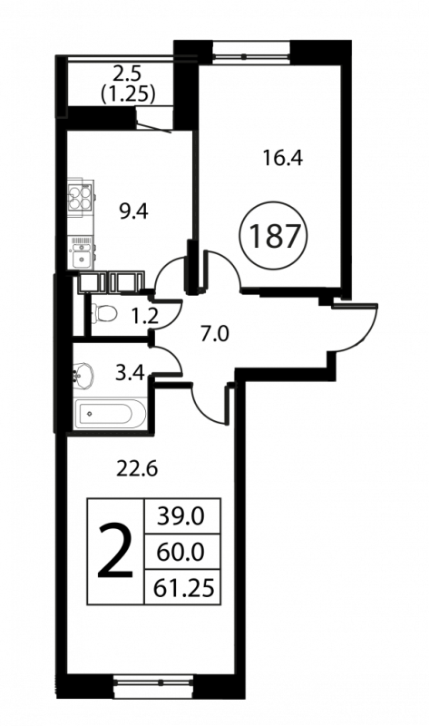 2 ккв 61,3 м²